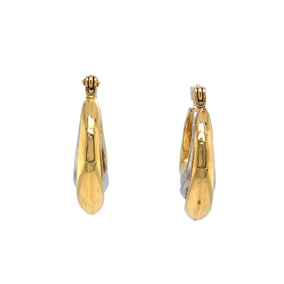 ESTATE Fancy Hoop Earrings in Two-Tone Gold