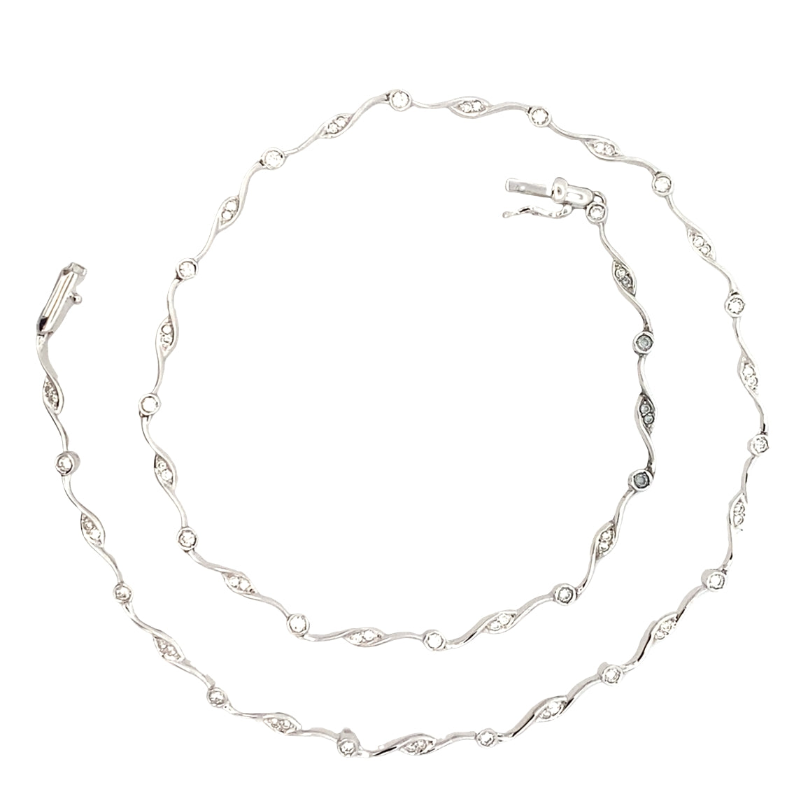 ESTATE Diamond Station Necklace in White Gold