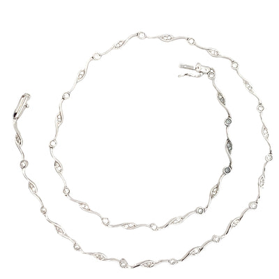 ESTATE Diamond Station Necklace in White Gold
