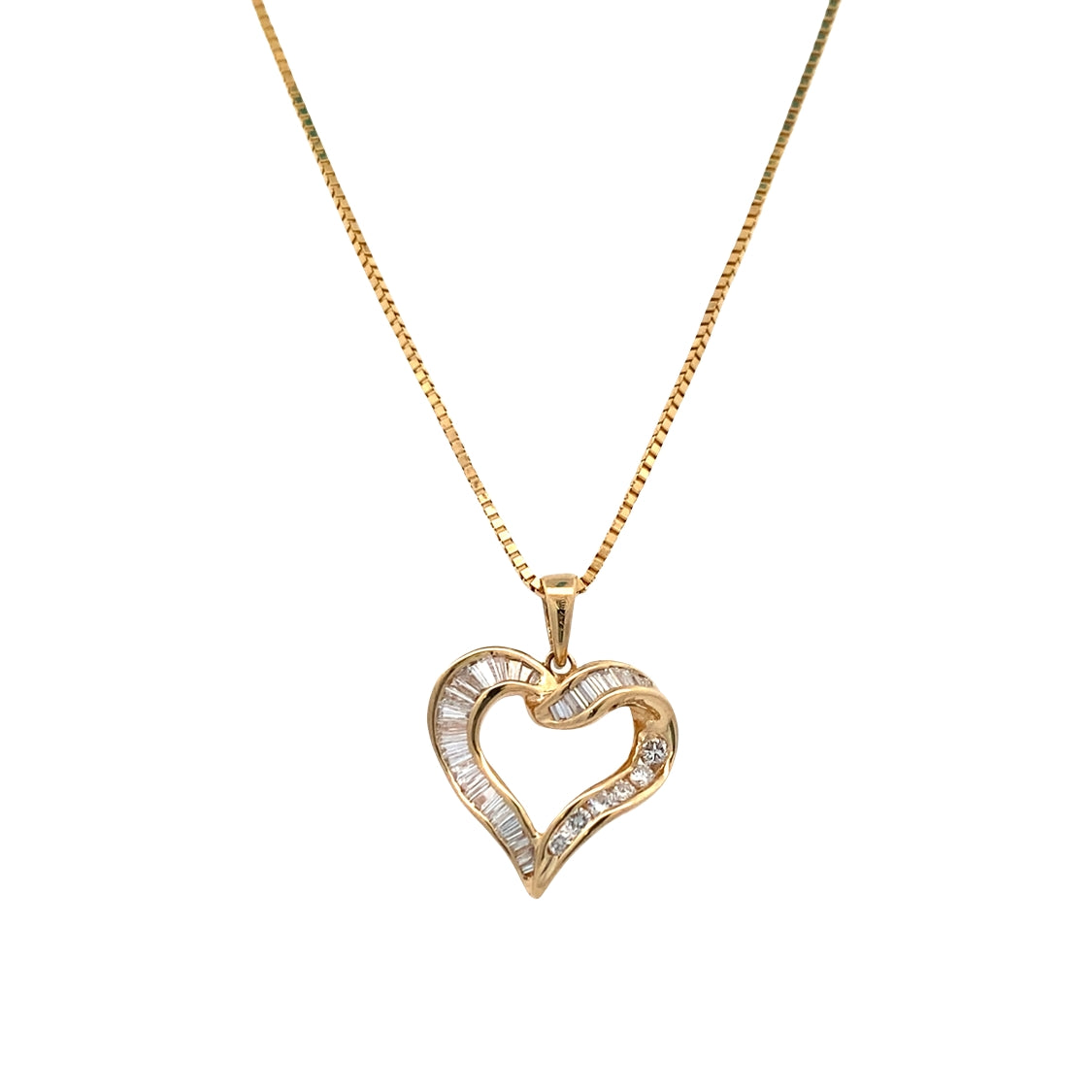 Estate 1.00CTW Diamond Heart Pendant in 14K Yellow Gold