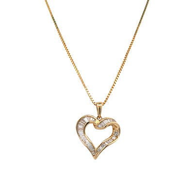 Estate 1.00CTW Diamond Heart Pendant in 14K Yellow Gold