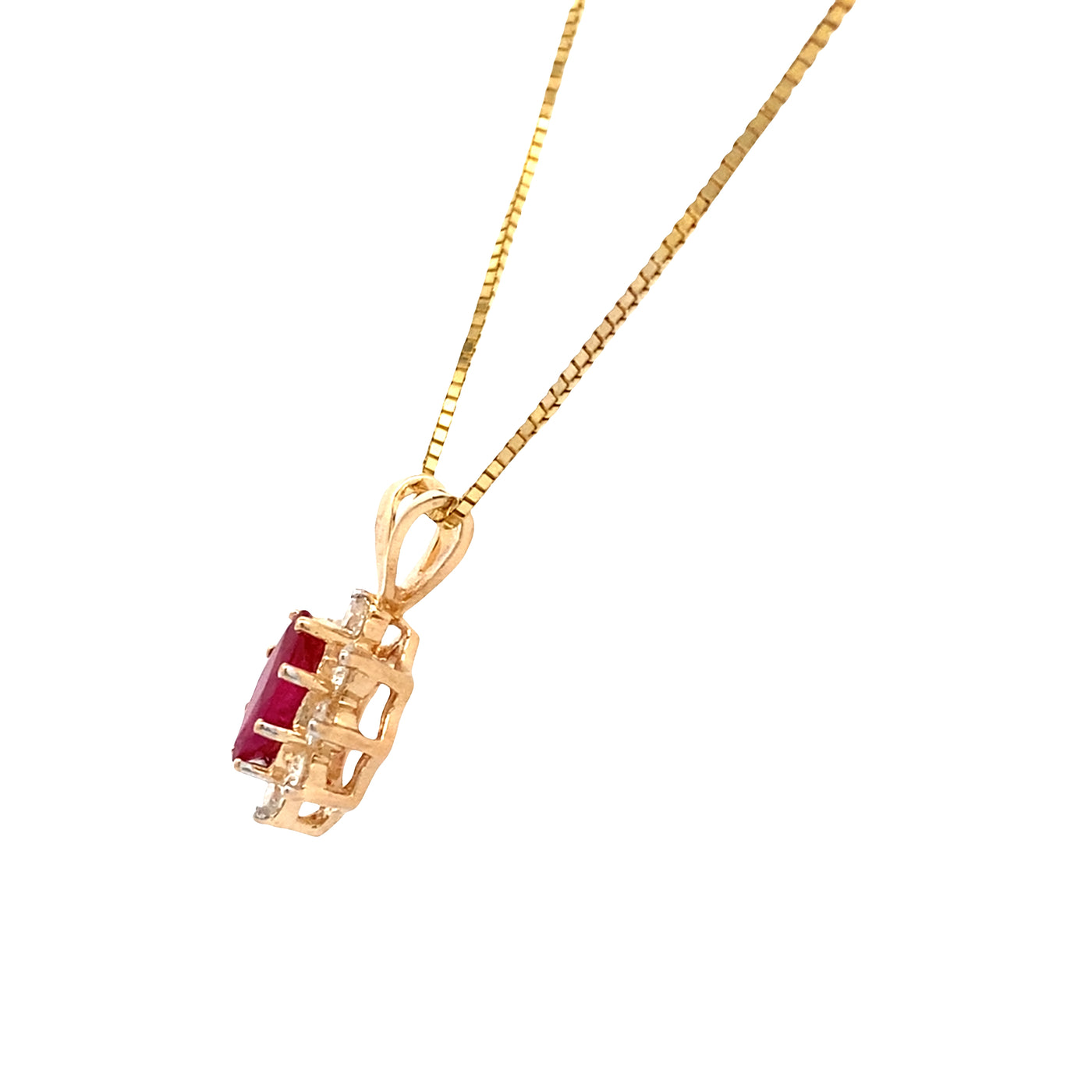 ESTATE Ruby and Diamond Pendant in Yellow Gold