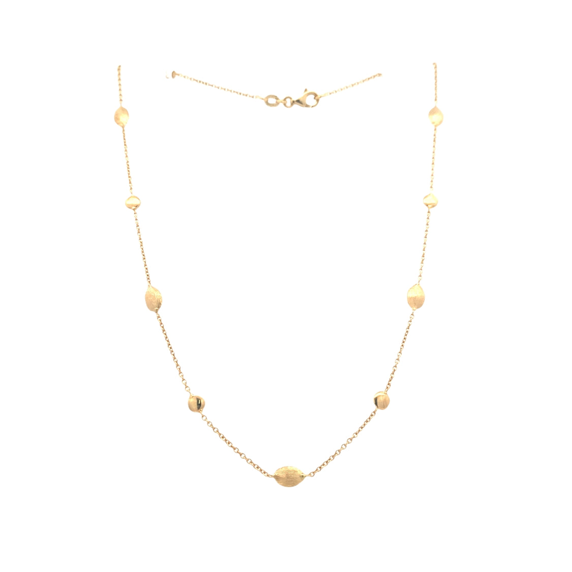Hammered and Polished Disc Station Necklace in Yellow Gold
