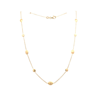Hammered and Polished Disc Station Necklace in Yellow Gold