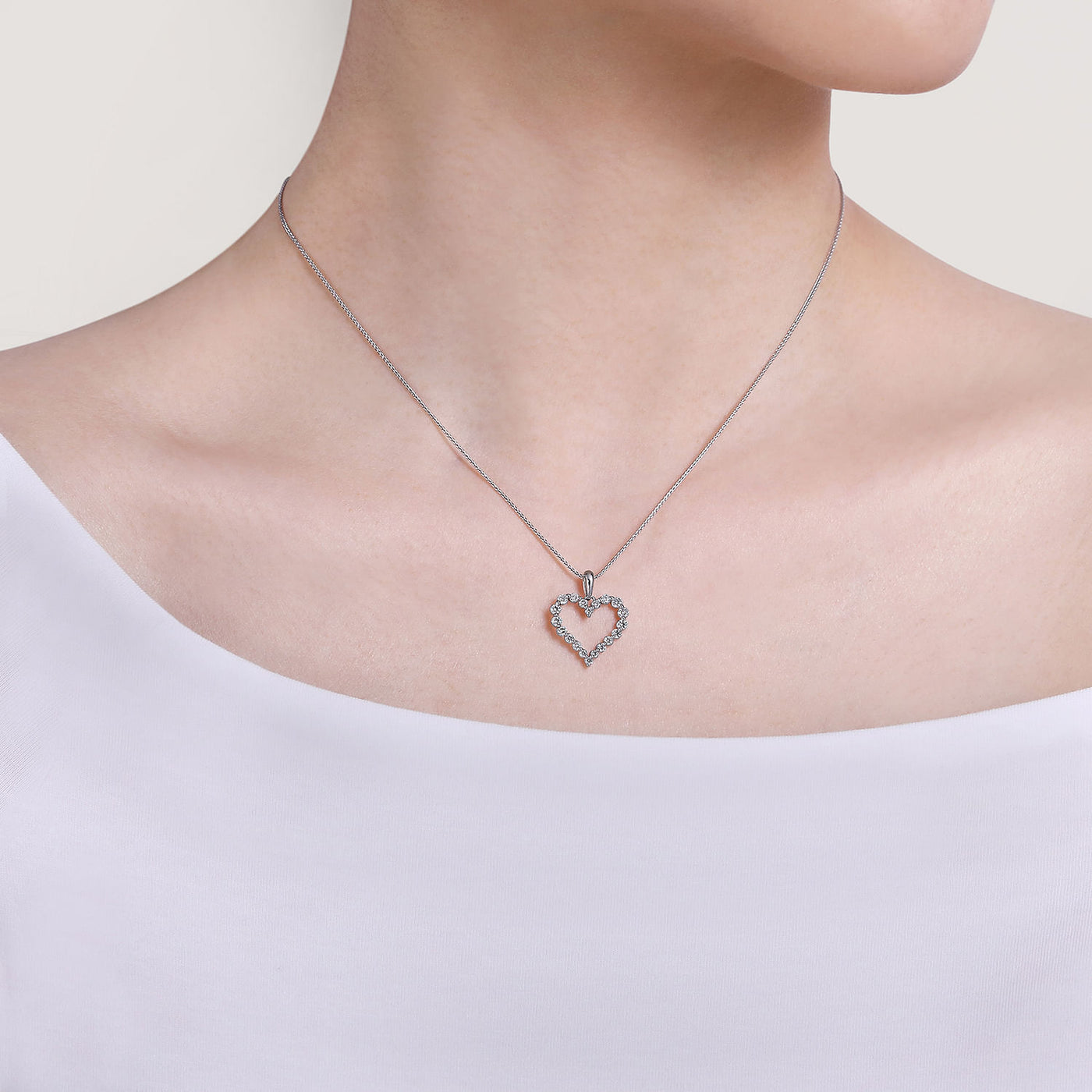 Diamond Heart Pendant in White Gold by Gabriel & Co.