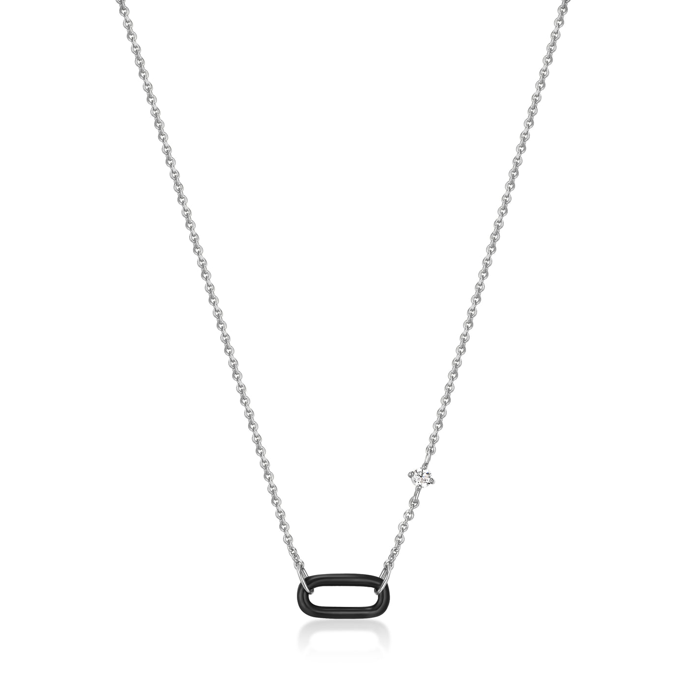 Ania Haie Sterling Silver with  Black Enamel Link Necklace N031-03H-K