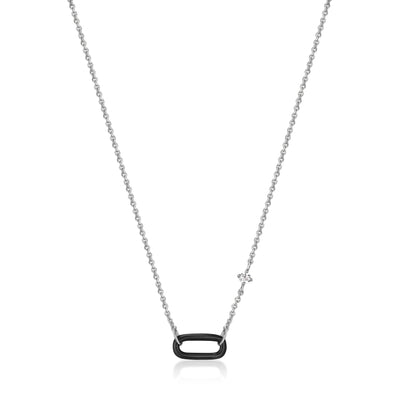 Ania Haie Sterling Silver with  Black Enamel Link Necklace N031-03H-K