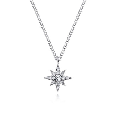 Gabriel & Co 14K White Gold Diamond Star Pendant nk6126w45jj