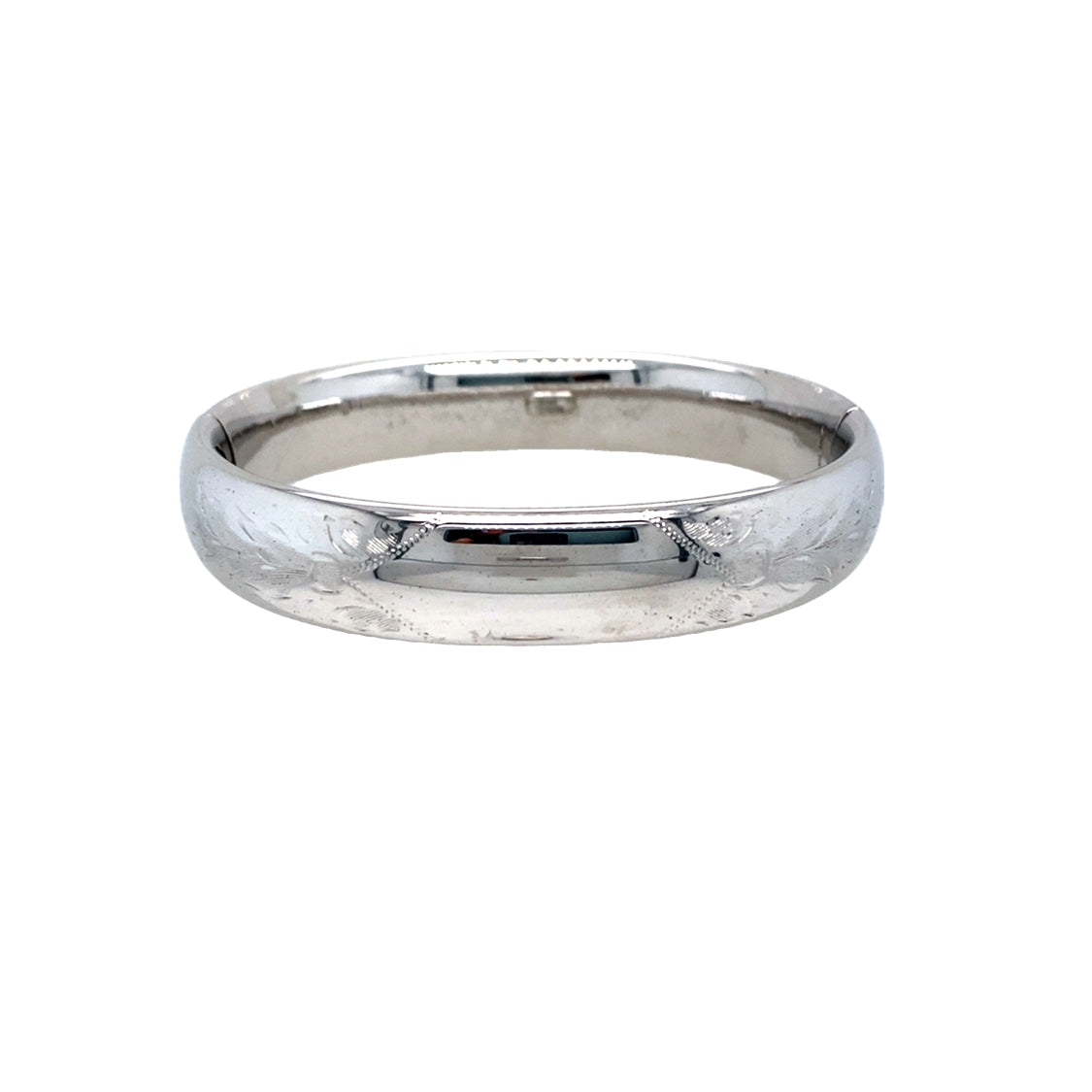 ESTATE Hinged Engraved Bangle in Silver