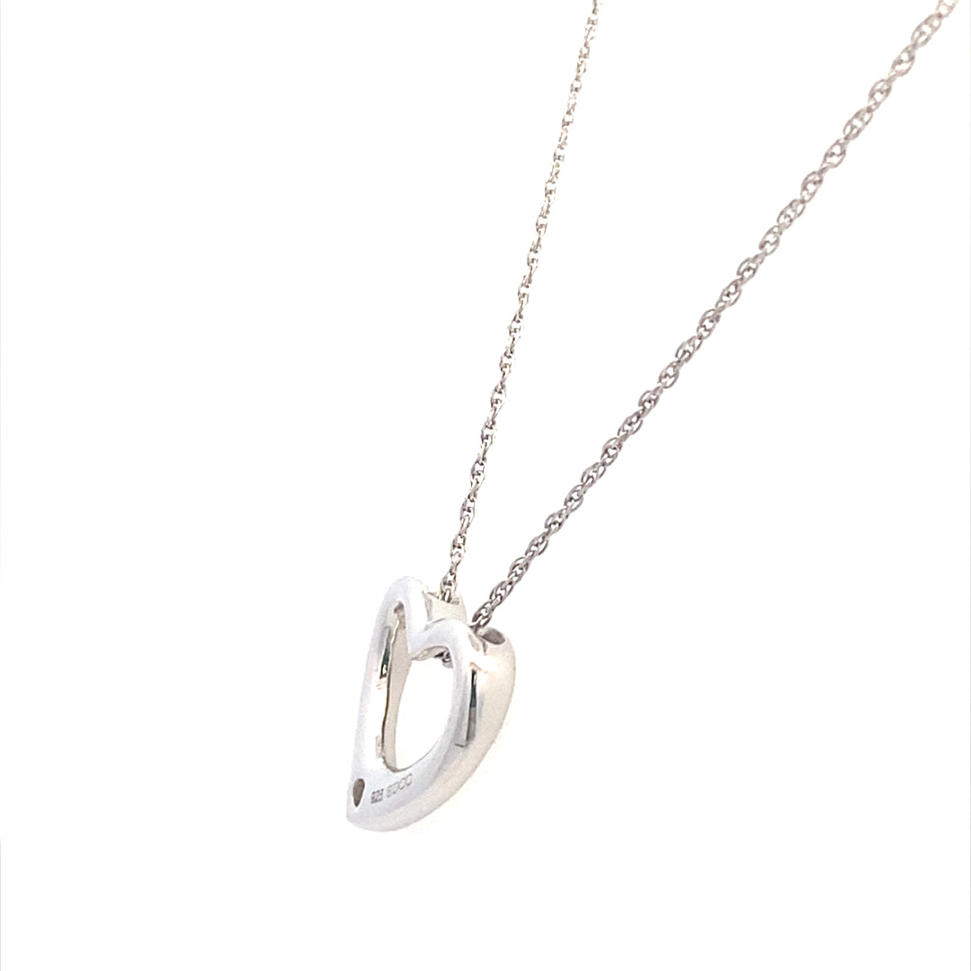 Diamond Heart Pendant in Silver