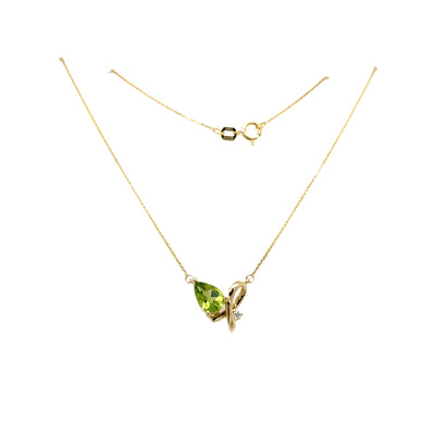 Peridot and Diamond Necklace in Yellow Gold