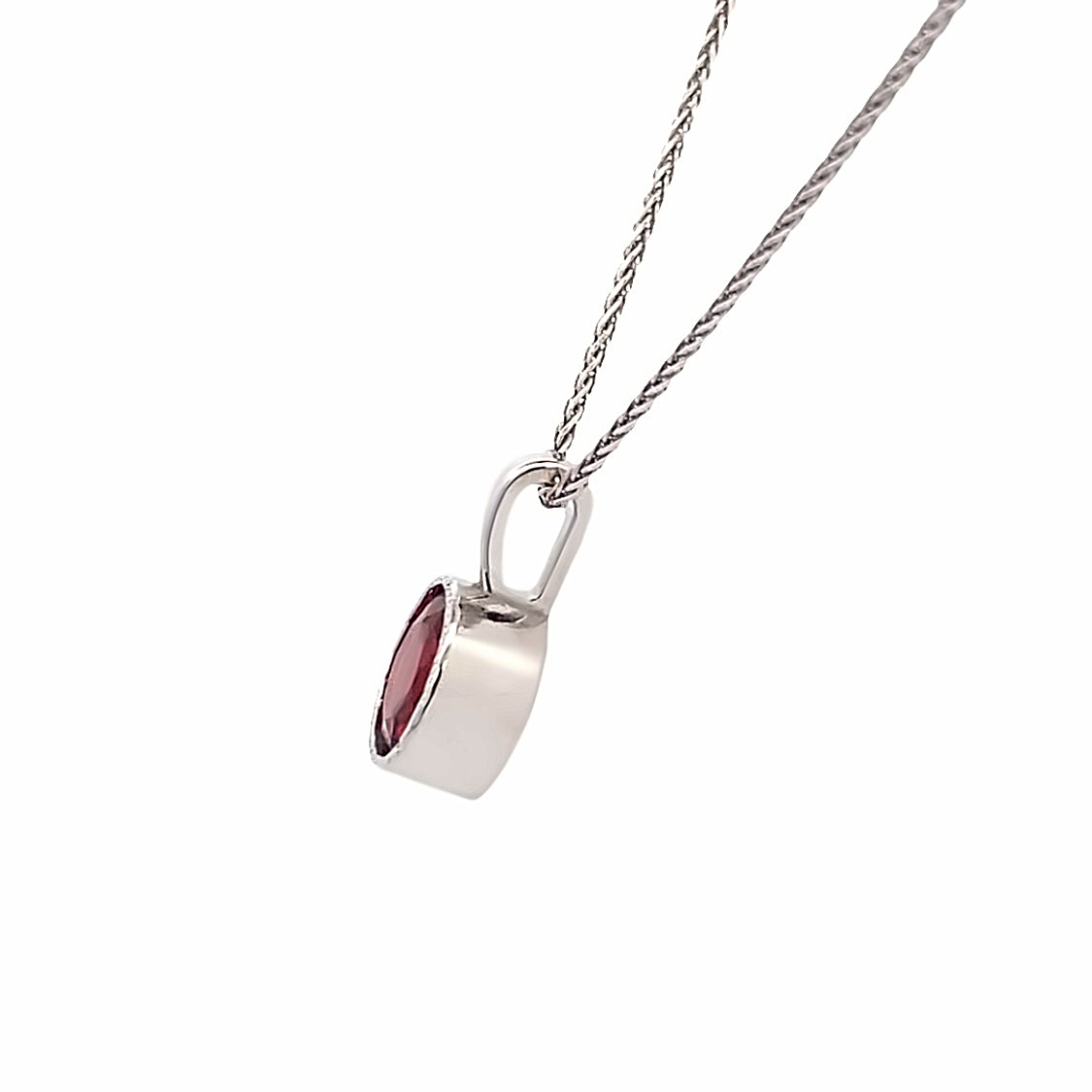 Garnet Solitaire Pendant in White Gold