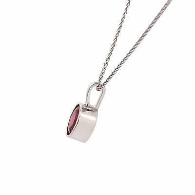 Garnet Solitaire Pendant in White Gold