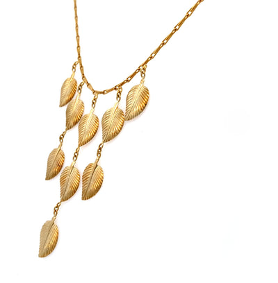 Estate Leaf Motif Necklace in Yellow Gold
