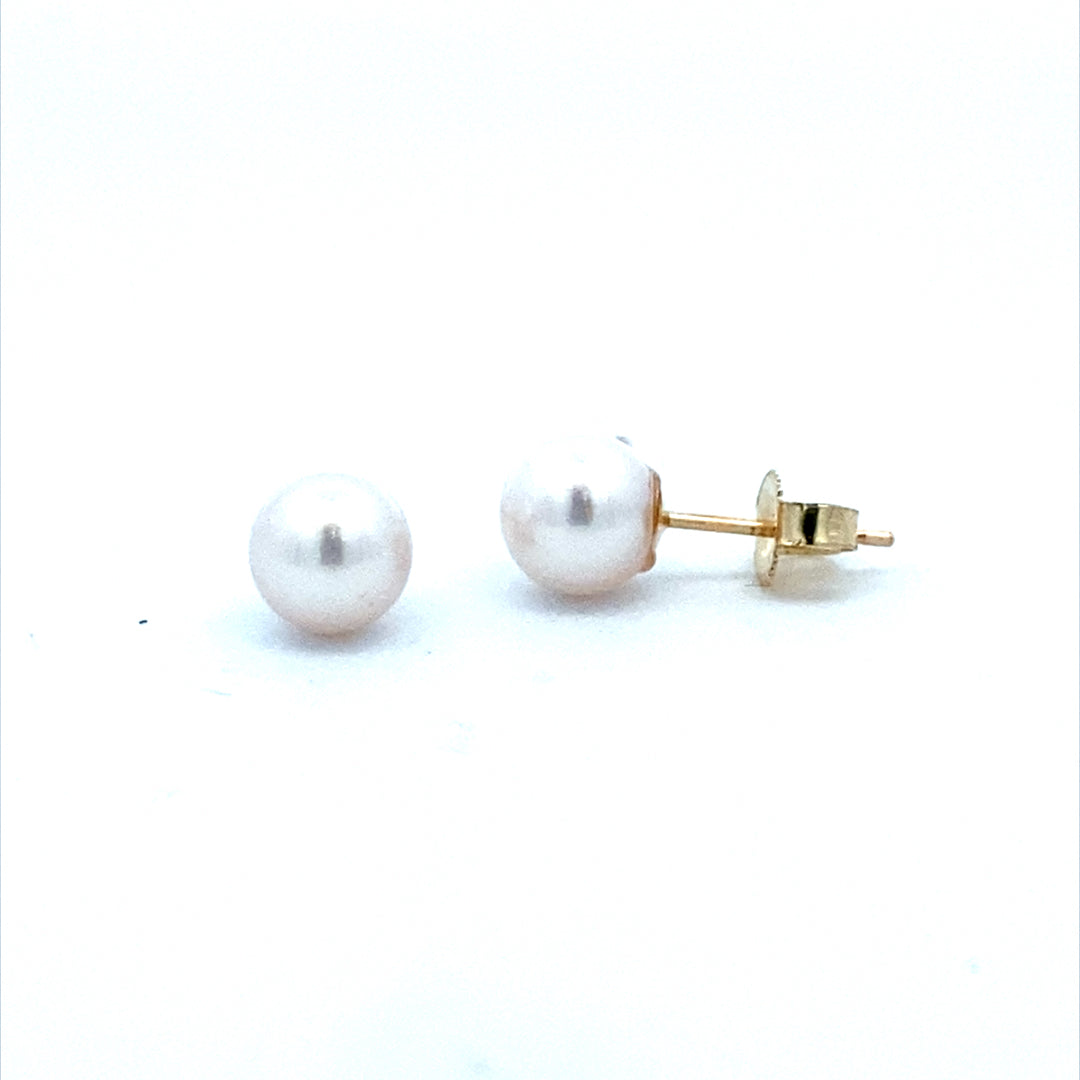 Timeless Pearl Earrings in Yellow Gold by B&C