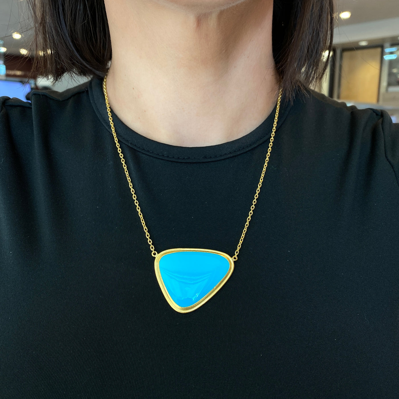 ESTATE Lika Behar Turquoise Necklace in Yellow Gold