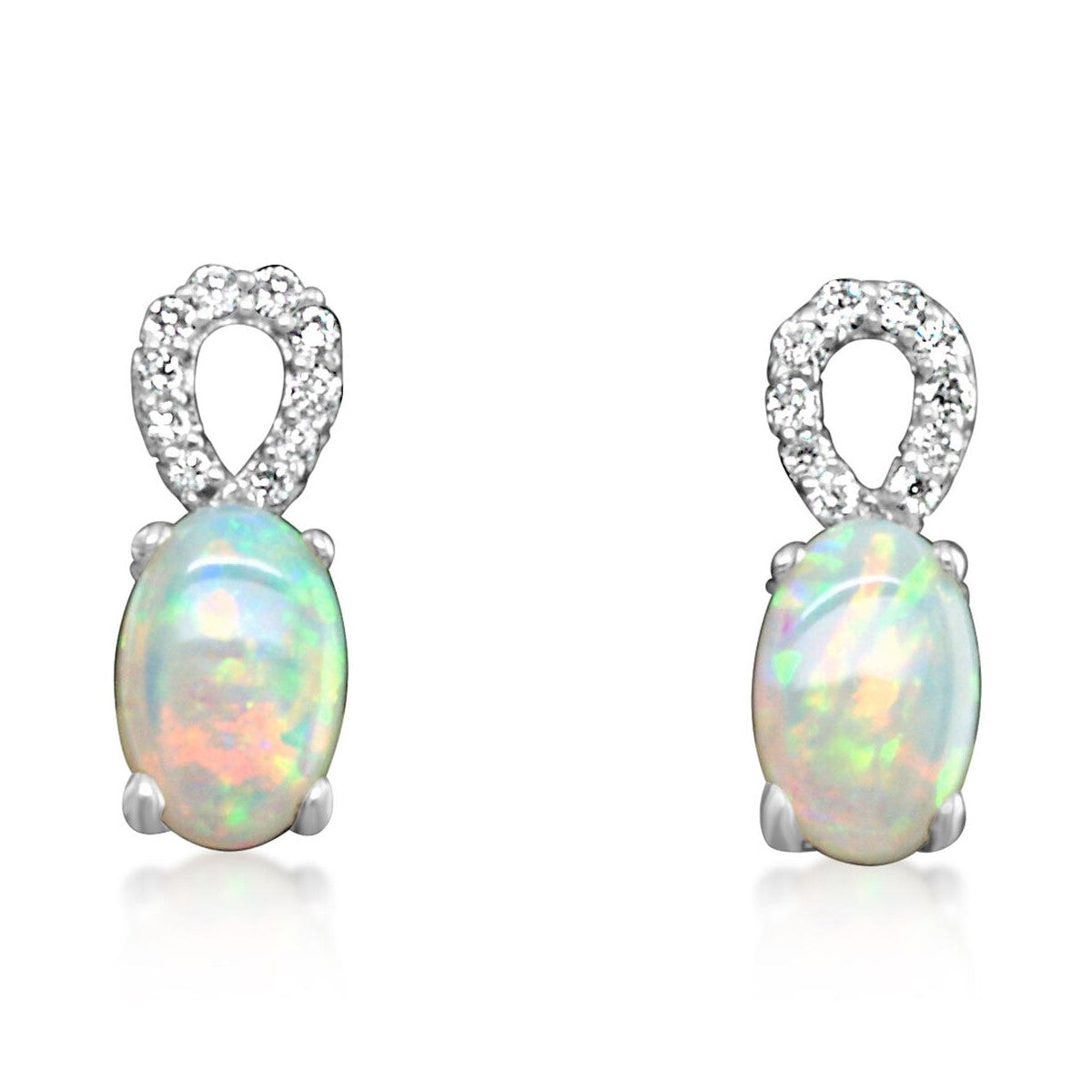 Australian Opal and Diamond Studs in White Gold by Parlé