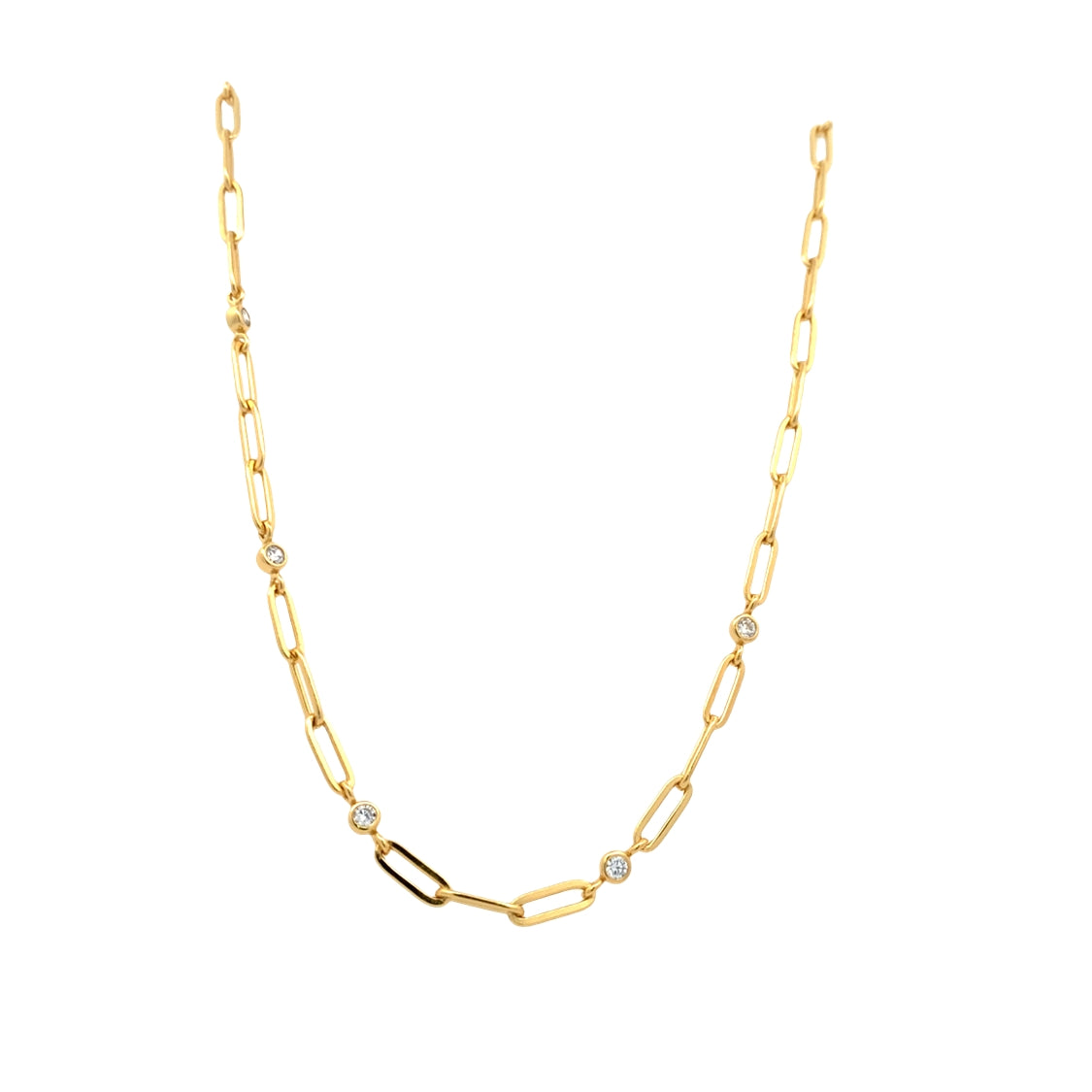 CZ Paperclip Necklace in Silver with Yellow Gold Plating by Ania Haie