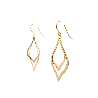 Double Drop Euro Wire Earrings in Yellow Gold