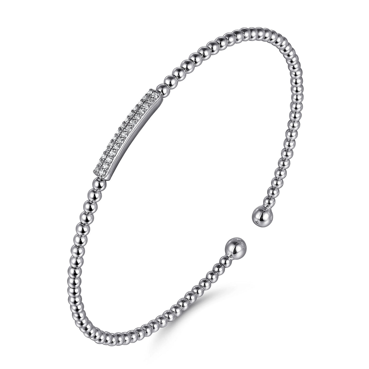 Two Row Diamond Bar Bangle in White Gold by Gabriel & Co.