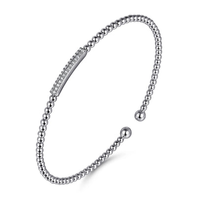Two Row Diamond Bar Bangle in White Gold by Gabriel & Co.