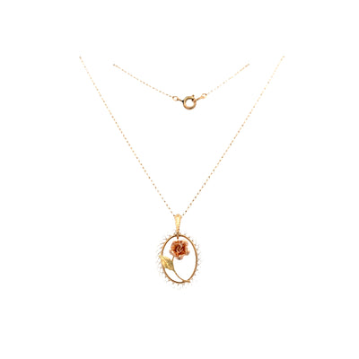 ESTATE  Kementz Rose Pendant in Two-Tone Gold