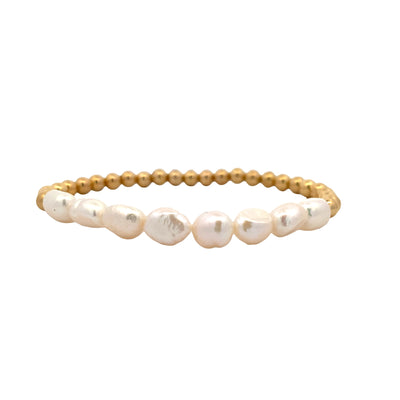 Baroque Pearl and Bead Bracelet in Sterling Silver with Gold Plating by Karen Lazar