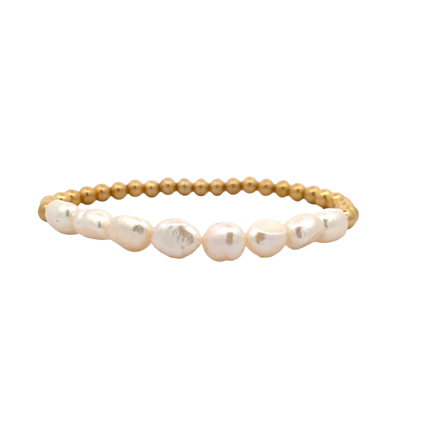 Baroque Pearl and Bead Bracelet in Silver with Yellow Gold Plating by Karen Lazar