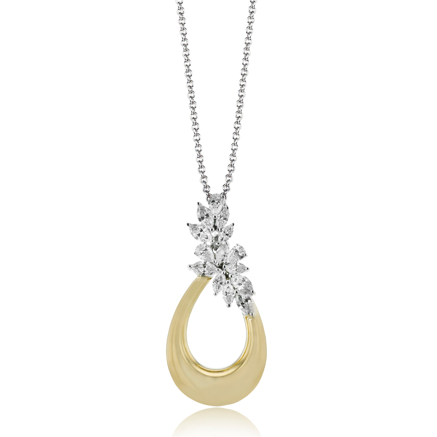 Simon G Jewelry 18 Karat Two-Tone Drop Style Diamond Pendants LP4946