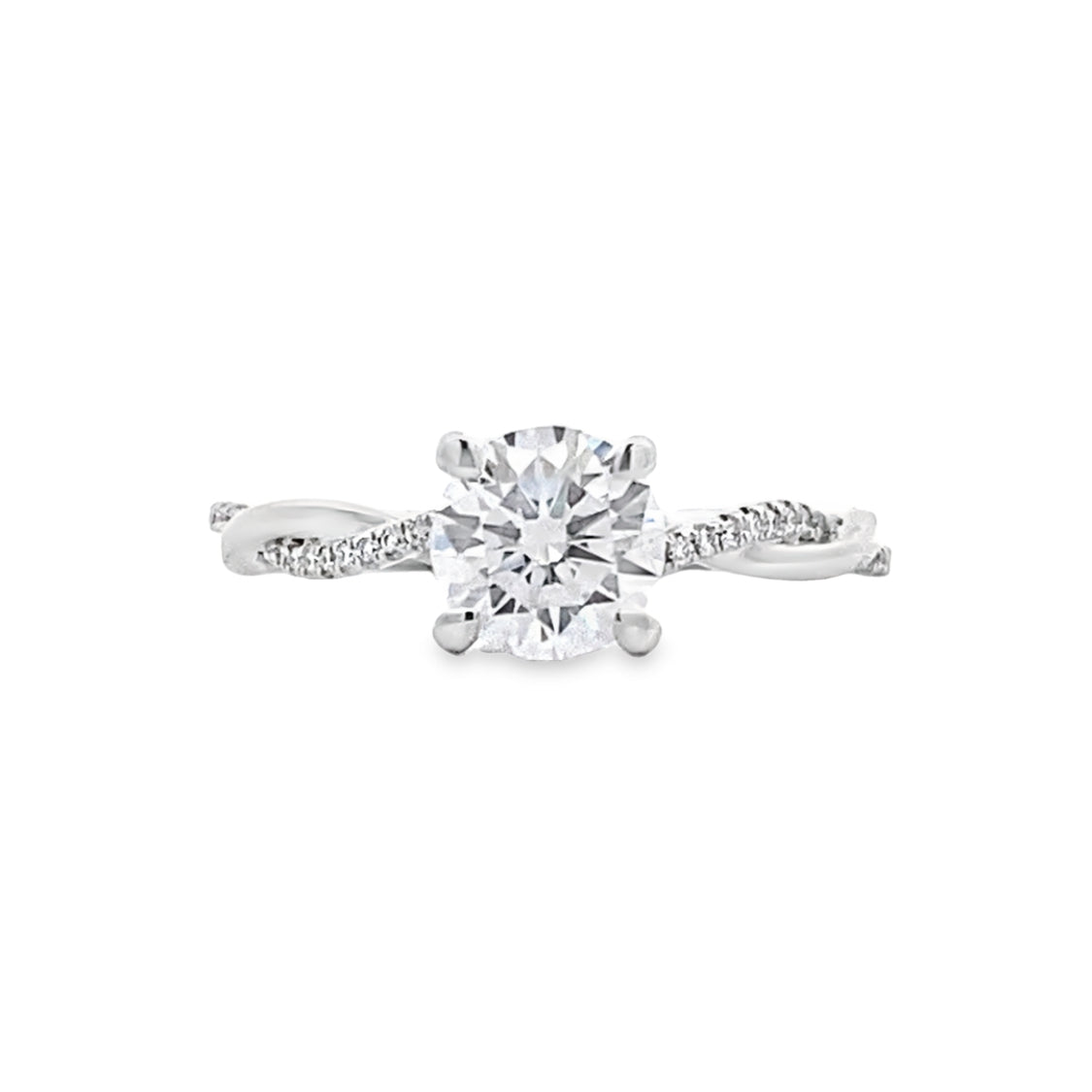 Round Diamond Twist Engagement Ring in White Gold by Fana