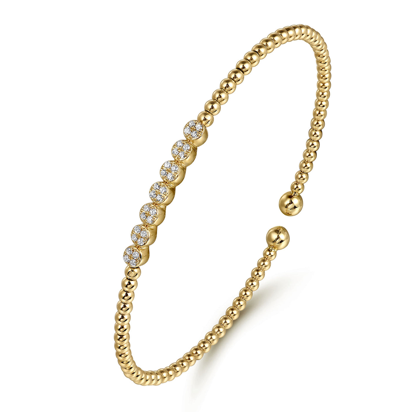 Beaded Diamond Bangle in Yellow Gold by Gabriel & Co.