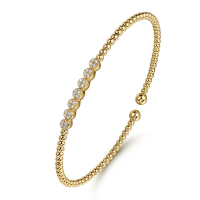 Beaded Diamond Bangle in Yellow Gold by Gabriel & Co.