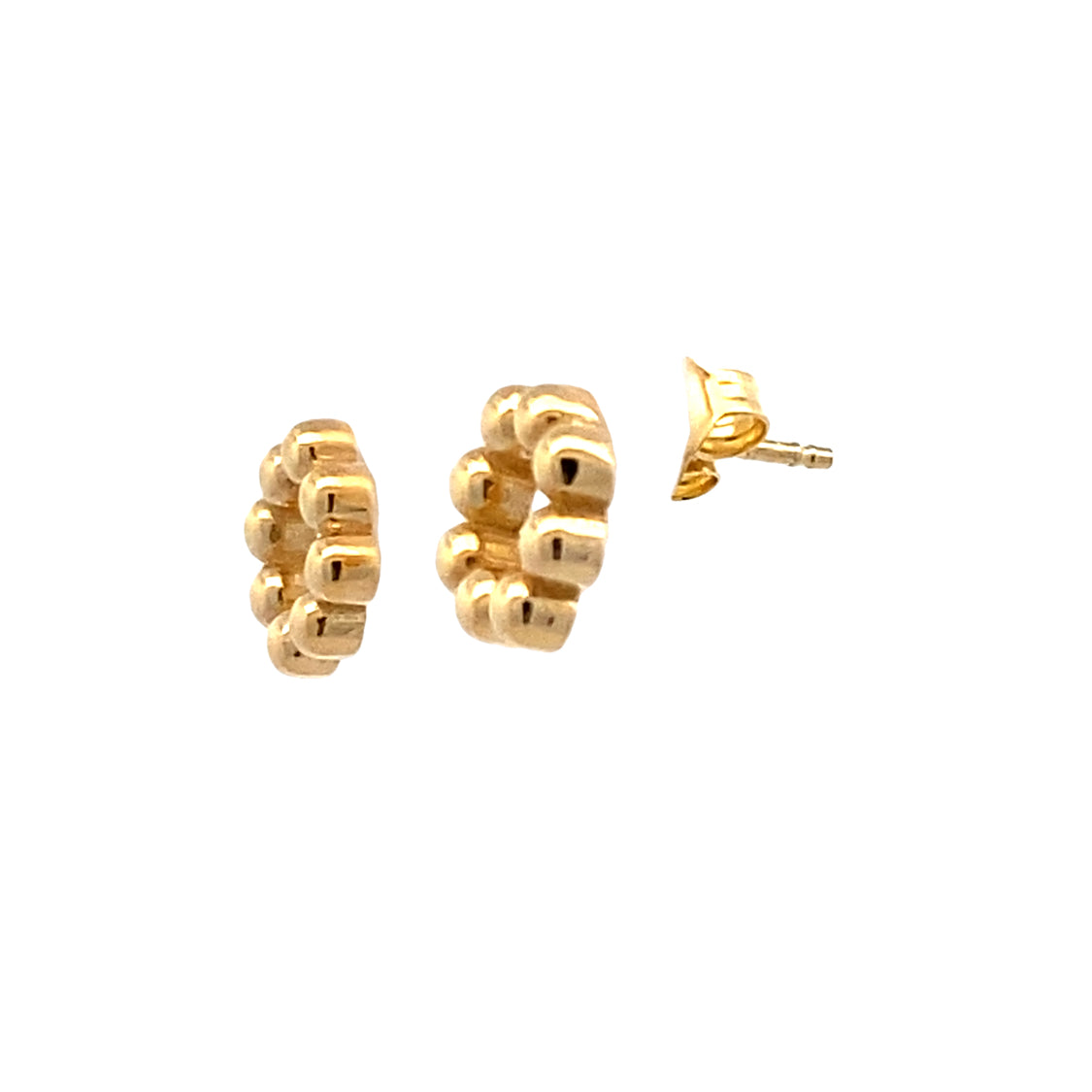 Petite Beaded Circle Studs in Yellow Gold