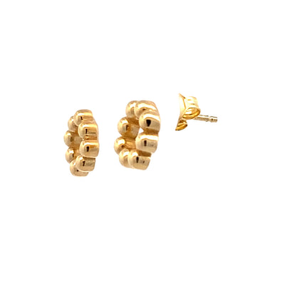 Petite Beaded Circle Studs in Yellow Gold