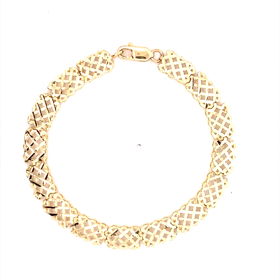 Estate 14 Karat Yelllow Gold Fancy Link Bracelet