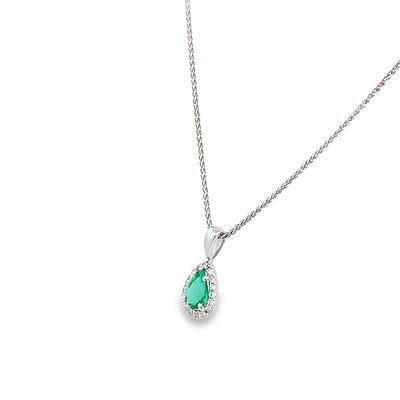 14 Karat Emerald and Diamond Halo Gemstone Pendants 200-03306