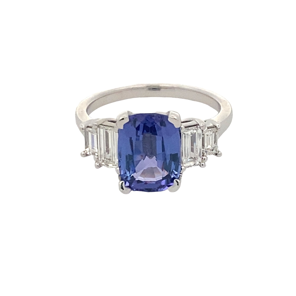 Tanzanite & Diamond Ring in 14K White Gold by B&C Custom Creations