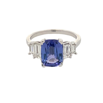 Tanzanite & Diamond Ring in 14K White Gold by B&C Custom Creations