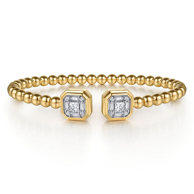 14K Yellow Gold .79CTW Diamond Bujukan Split Bangle, Size 6.25 by Gabriel & Co.