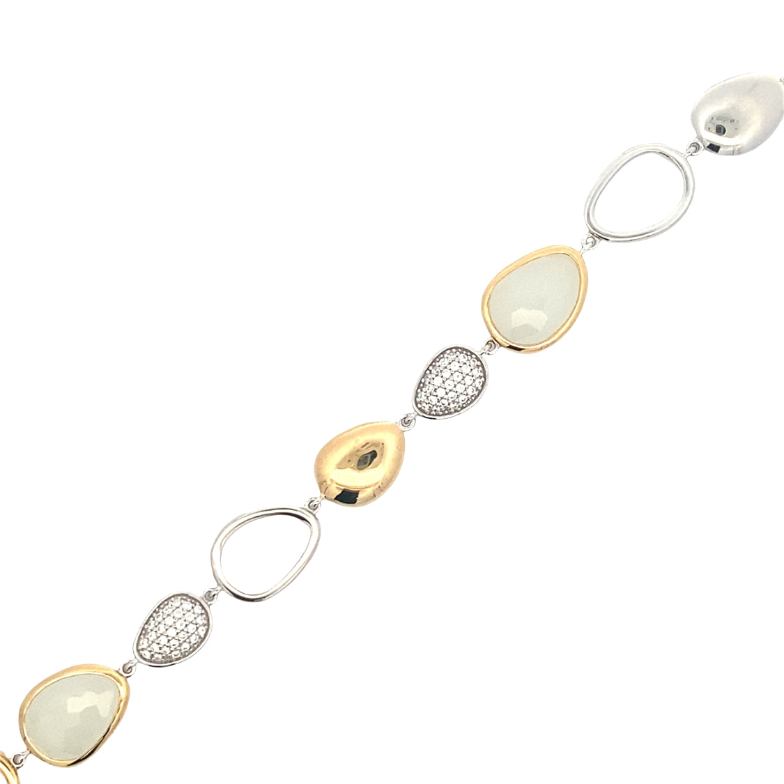 CZ Link Bracelet in Silver with Gold Plating by Ti Sento Milano