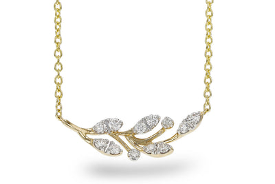 14K Yellow Gold .32CTW Diamond Branch Necklace, 18" by Allison Kaufman