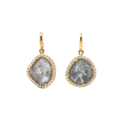 Diamond Slice Drop Earrings in Yellow Gold