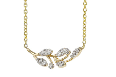 14K Yellow Gold .32CTW Diamond Branch Necklace, 18" by Allison Kaufman