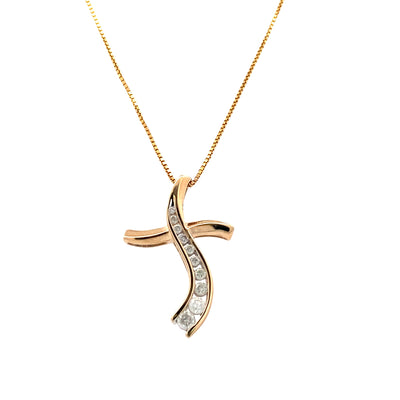 ESTATE Diamond Cross in Yellow Gold