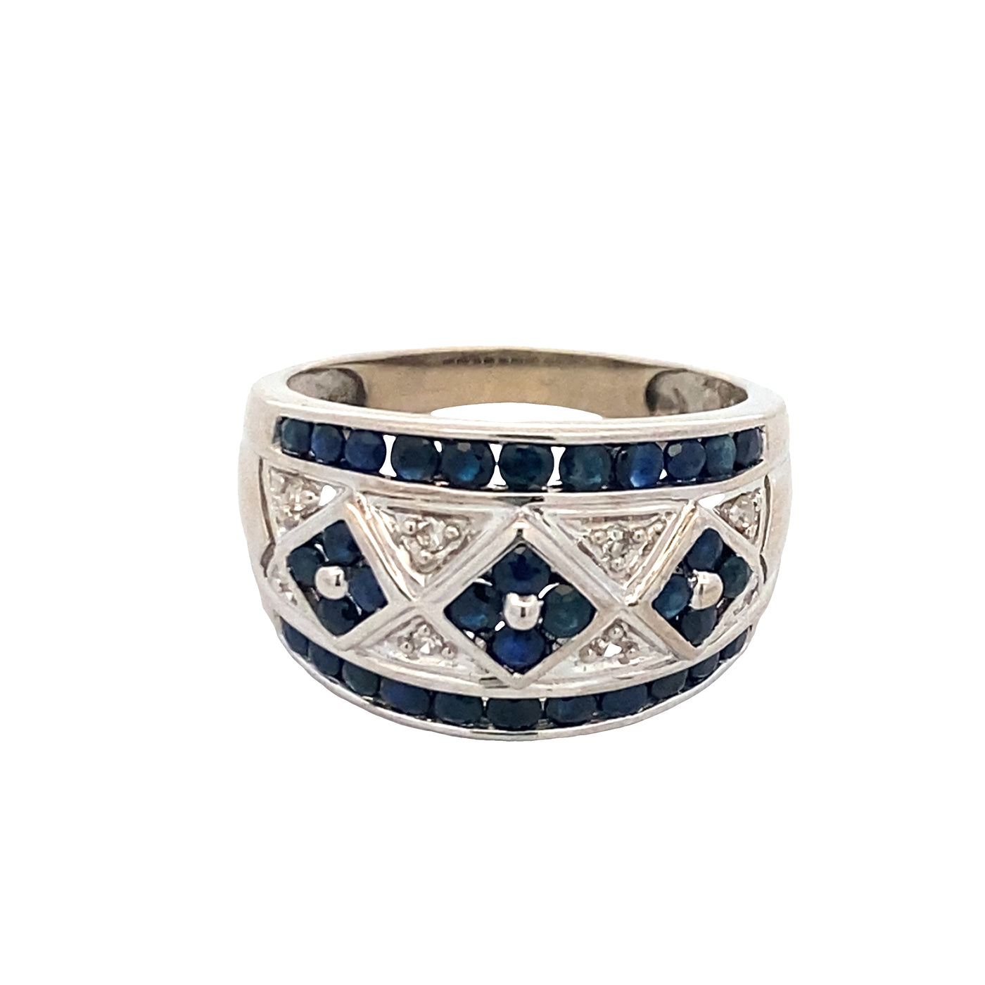 ESTATE Sapphire and Diamond Ring in White Gold