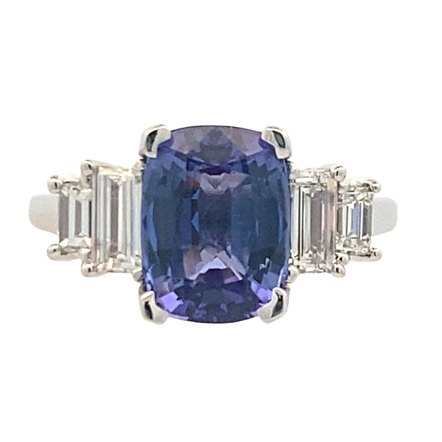Tanzanite & Diamond Ring in 14K White Gold by B&C Custom Creations