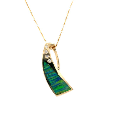 ESTATE Iolite and Diamond Pendant in Yellow Gold