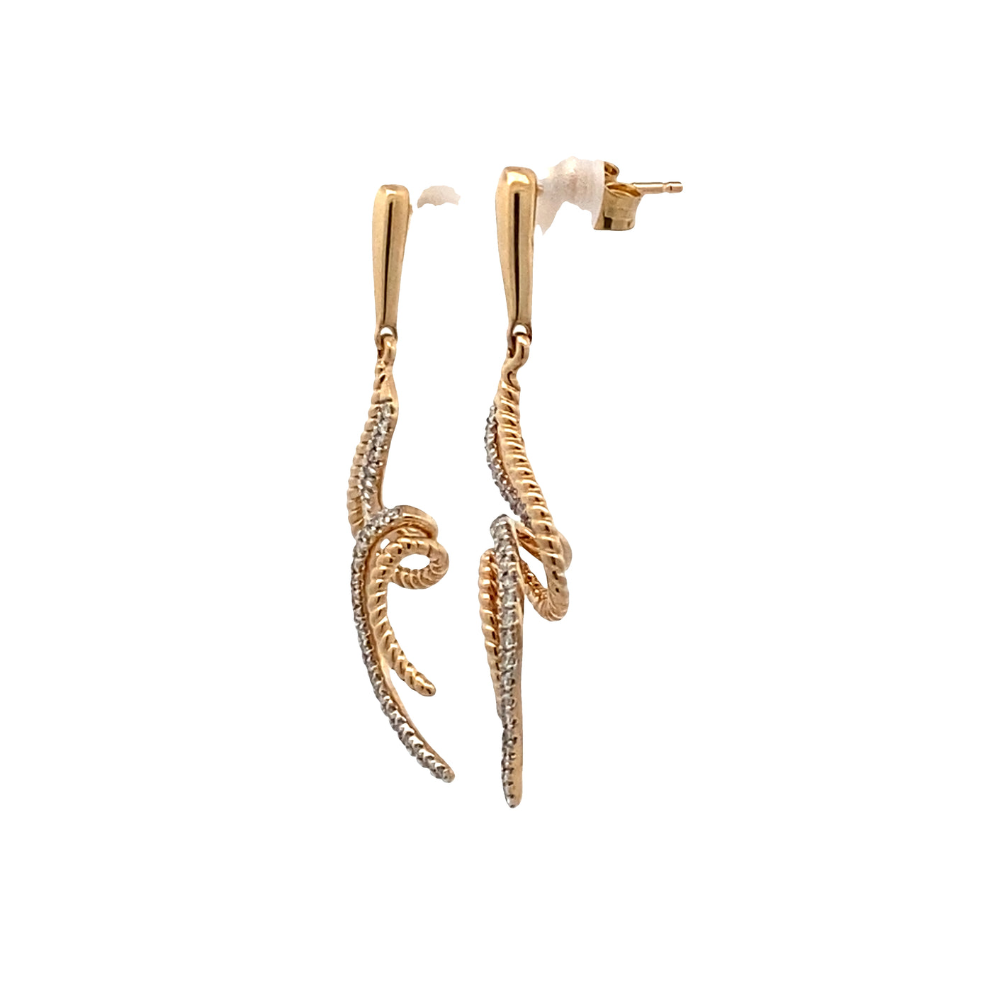ESTATE Diamond Drop Earrings in Yellow Gold