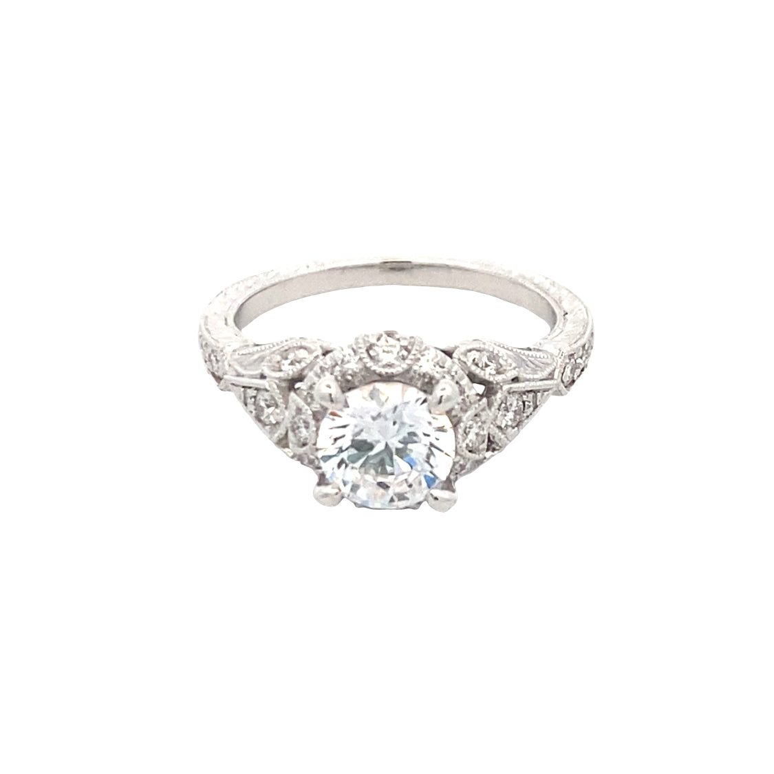 Vintage Style Engagement Ring in White GOld by Gabriel & Co.