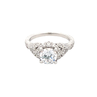 Vintage Style Engagement Ring in White GOld by Gabriel & Co.